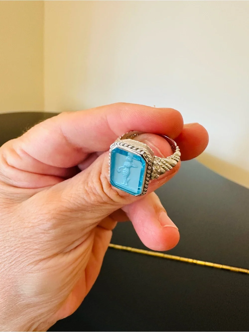 Judith Ripka Luxury Vintage Retro Designer Couture Authentic Formal Cameo Ring